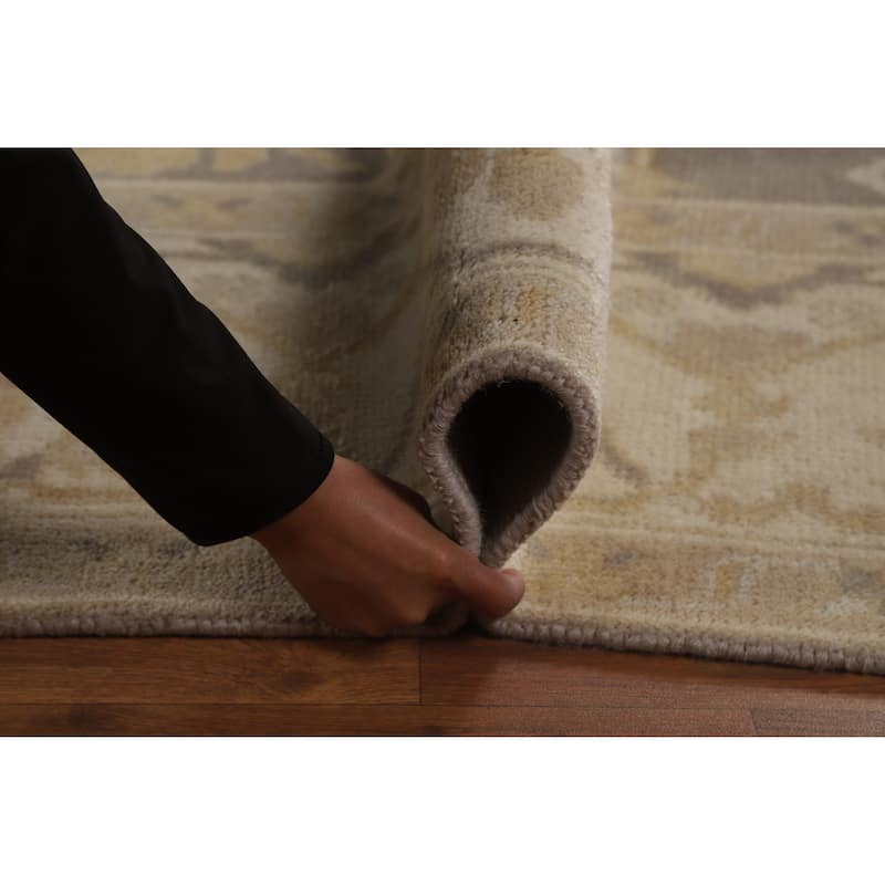 Grey Oushak Indian Area Rug Hand-Knotted Wool Carpet - 9'1" x 11'9"