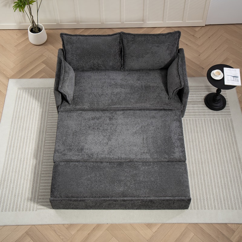 59.5" Loveseat Sofa Bed, Upholstered Pull-Out Sleeper Couch with Charging Ports Modern Convertible Couch for Small Spaces