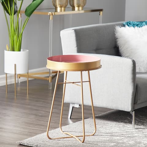 Pink Iron Contemporary Accent Table 24 x 16 x 16 - 16 x 16 x 24Round