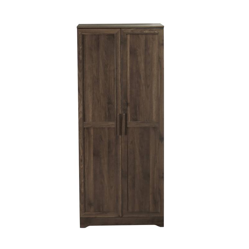 2-Door Wardrobe with Hanging Rods and Shelves - Spacious Bedroom Armoire Clothes Storage Cabinet, Folding Area and Hanging Area