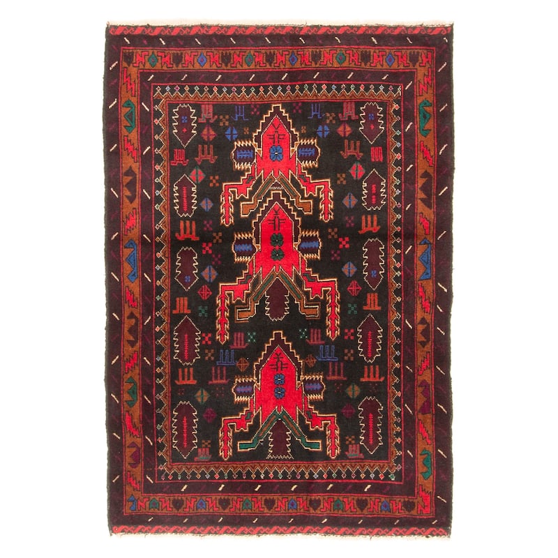 ECARPETGALLERY Hand-knotted Teimani Black Wool Rug - 2'11 x 4'3