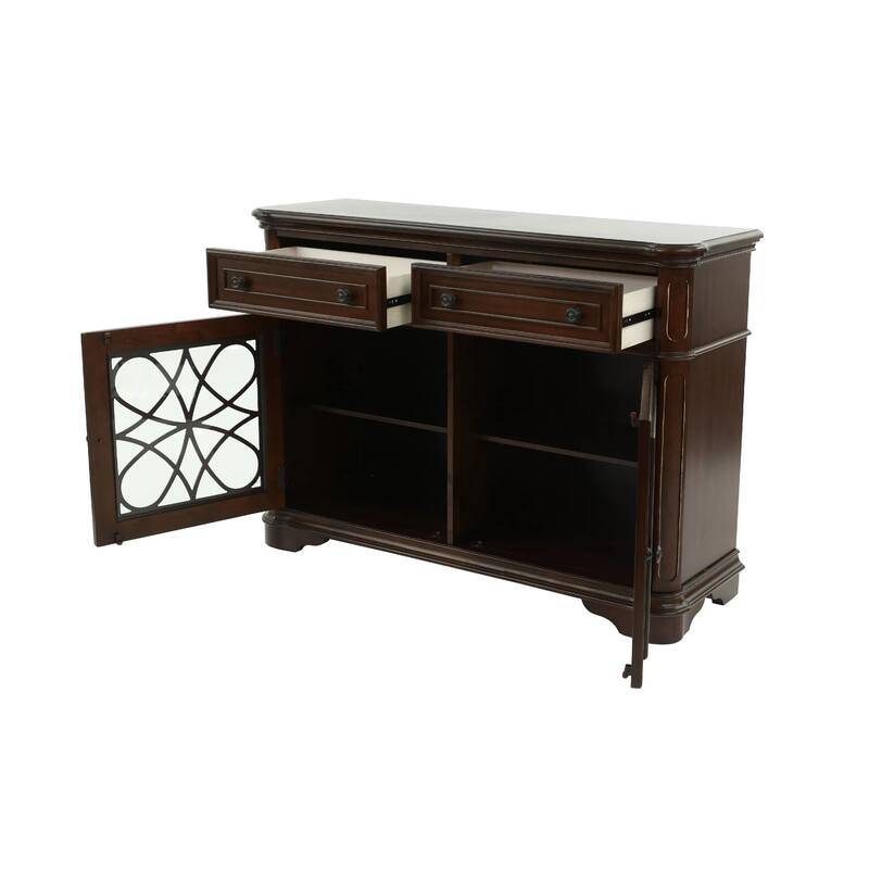 Garry Sideboard Buffet Console, 2 Drawers, Cabinets, Cherry Brown, 56 Inch