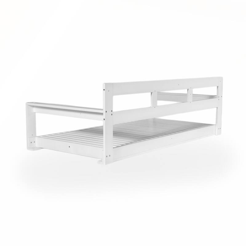 Patio Wooden Twin Size Porch Swing Daybed Frame with 4 Hanging Ropes for Backyard and Outdoor Use
