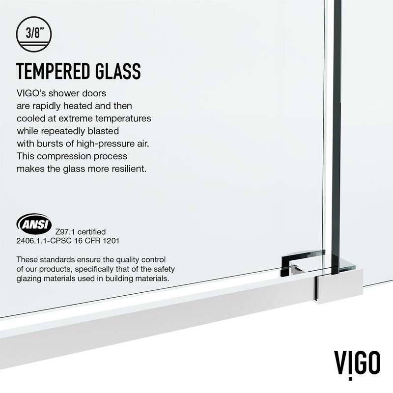 VIGO Elan Hart 56" to 60" W x 66" H Frameless Sliding Tub Door