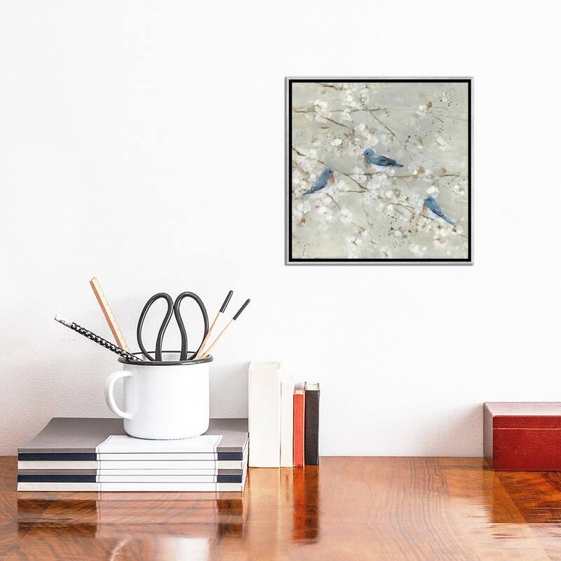 iCanvas "Blue Bird Melody II" by Sally Swatland Framed