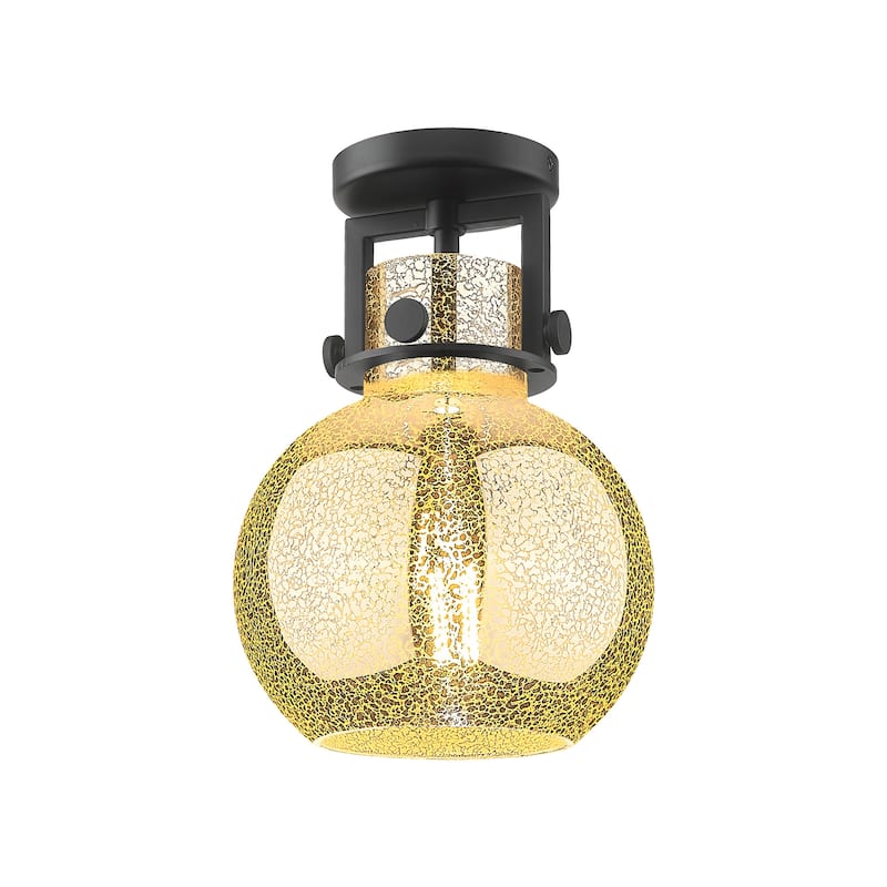 Innovations Lighting 411-1F-13-8 Newton Sphere Flush Mount Newton - Matte Black / Mercury