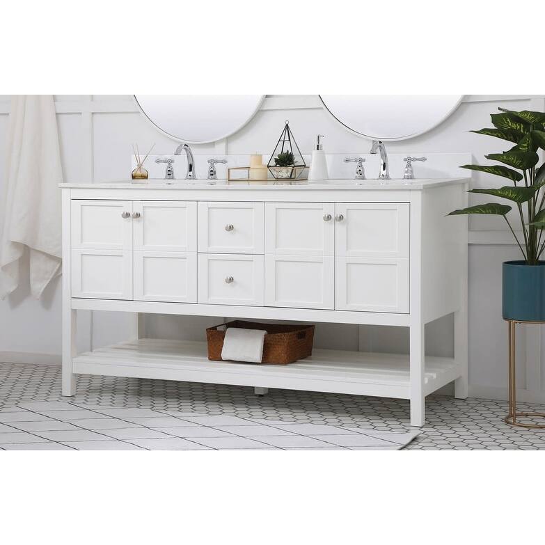 Elegant Lighting VF16460D Theo 60" Free Standing Double Basin Vanity