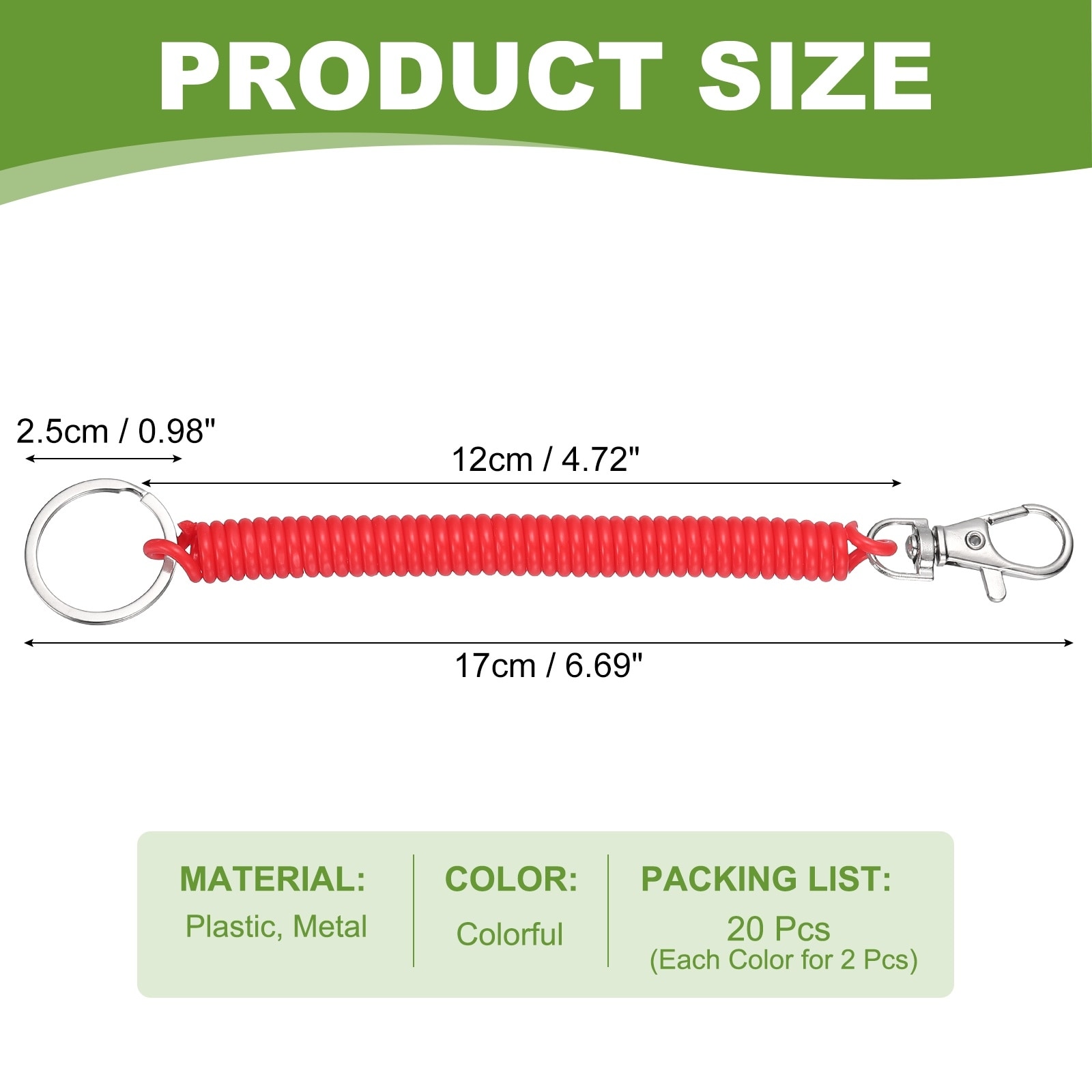Retractable Coil Springs Keychain, Spiral Cord Coil Keychain, Anti-lost Key Chain Holder with Lobster Clasp