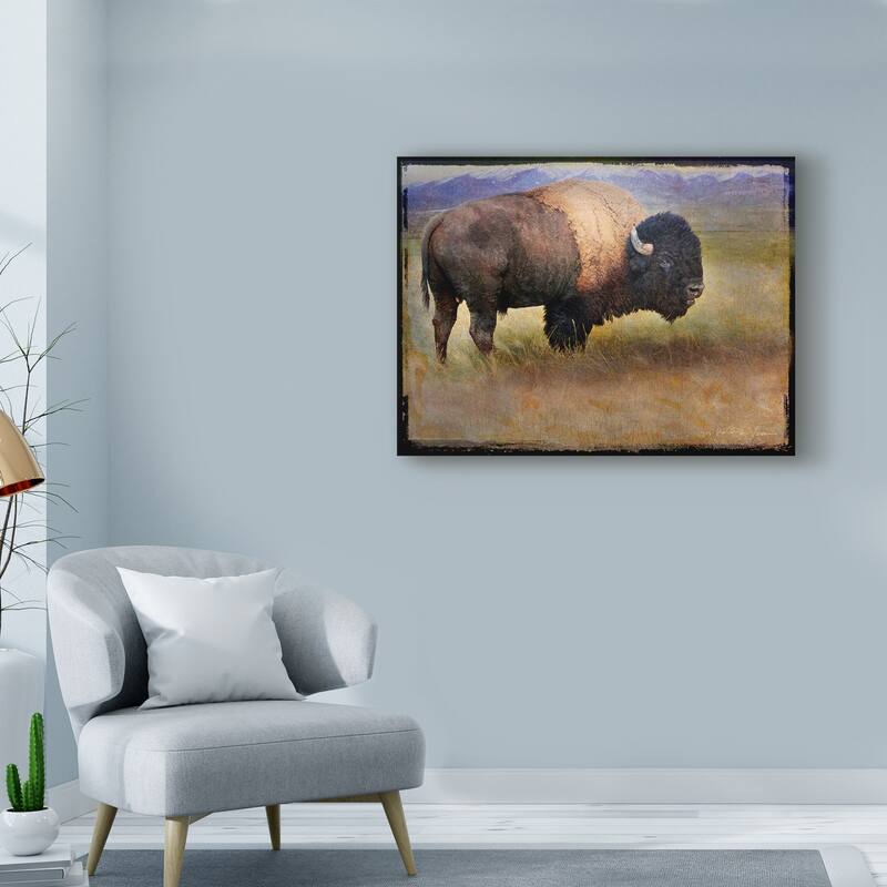 Chris Vest 'Bison Portrait Mountains' Canvas Art