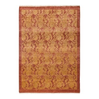 Overton One-of-a-Kind Hand-Knotted Traditional Abstract Mogul Pink Area Rug - 4' 2" x 5' 10"