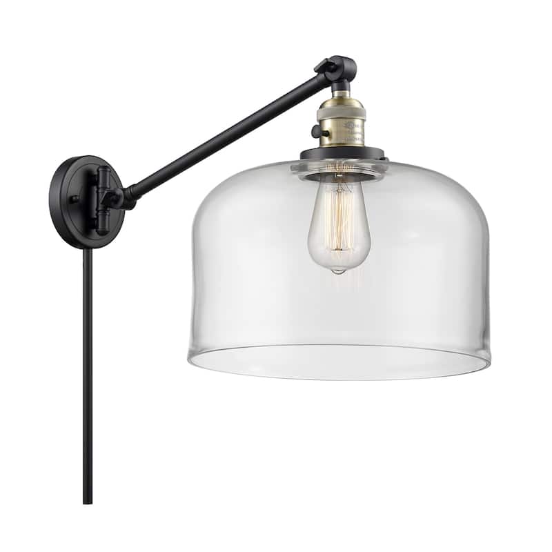 Innovations Lighting X-Large Bell Single Light 13" Tall Bathroom - Black Antique Brass / Clear