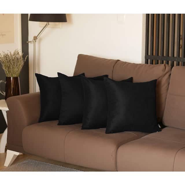 Decorative Square Solid Color Throw Pillow Cover (Set of 4) - Black-16x16