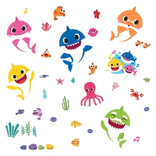 Blue & Pink & Yellow Baby Shark Wall Decals By Roommates - Bed Bath 