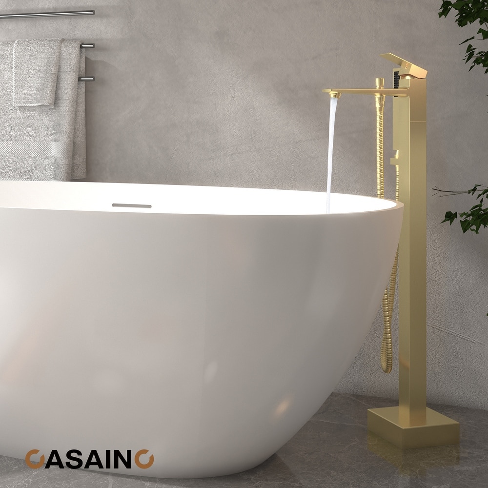 CASAINC Single-Handle Freestanding Floor-Mount Roman Tub Faucet Bathtub Filler with Hand Shower