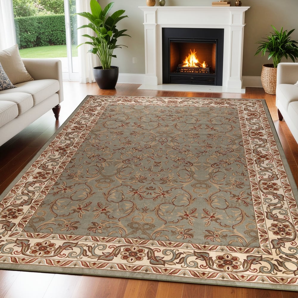 Superior Heritage Traditional Floral Scroll Indoor Area Rug