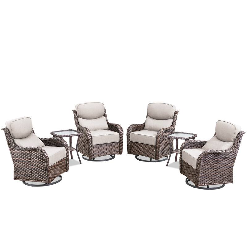 Outdoor Swivel Chairs with 6-Inch Thick Cushions for Garden