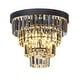 preview thumbnail 11 of 12, 3-Light 13" Cone Shape 3-Tier Crystal Flush Mount Matte Black