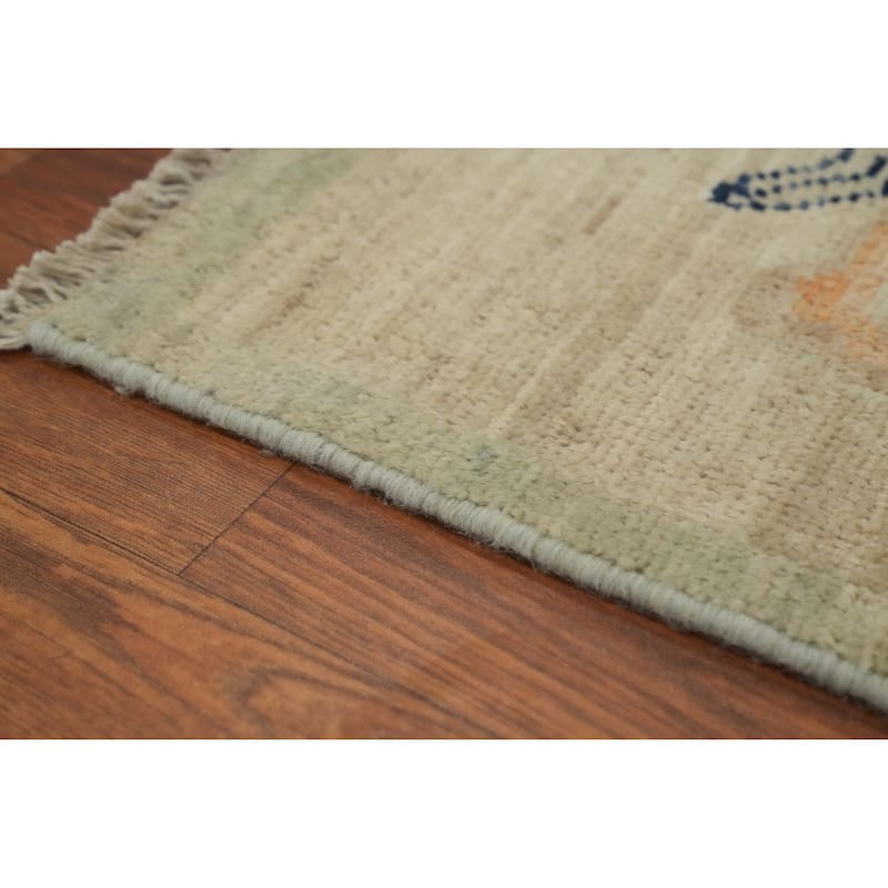 Hand Knotted Oriental 100% Wool Carpet Traditional Floral Green Ziegler Runner Rug - 23' 10'' X 4' 10''
