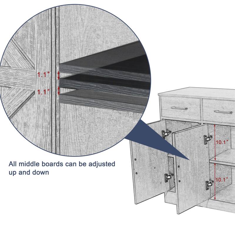 Traditional 3 Drawer Sideboard Storage Cabinet