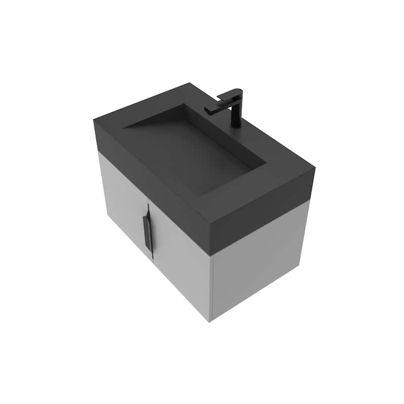 Nile 30-Inch Wall Mounted Bathroom Vanity Set w/ Black Top