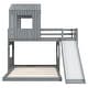 preview thumbnail 5 of 13, Twin Over Full Bunk Bed with Playhouse Loft & Ladder - Farmhouse Design
