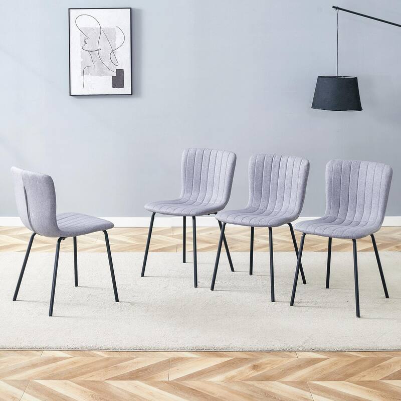Luxury Minimalist Chairs-A Set Of 4 High Quality Dining Chairs.The Integral Metal Leg Structure