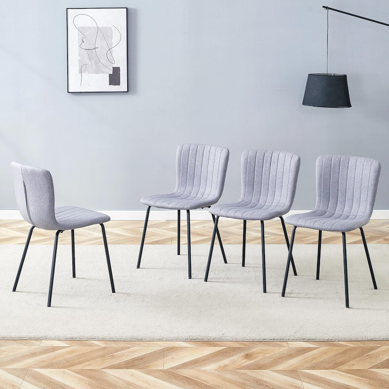 Roomfitters Minimalist Dining Chairs with Black Metal Legs, Upholstered Modern Seat Set of 4 for Interior Décor