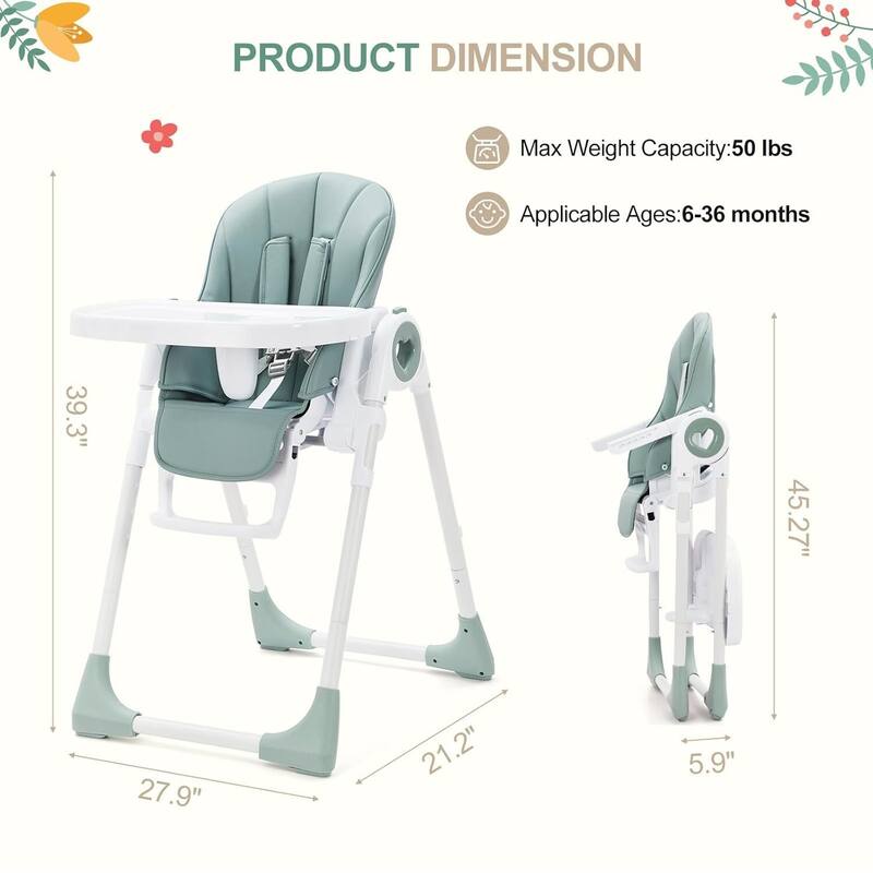 Lightweight Folding High Chairs for Babies and Toddlers 6-36 Months, Green