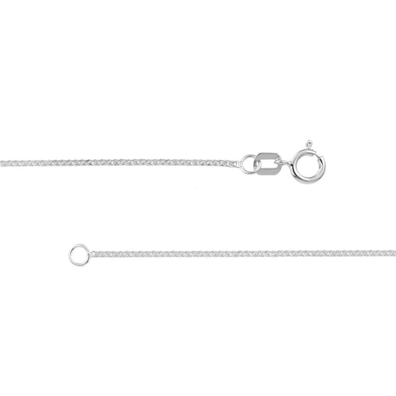 Curata 14k White Gold 0.85mm Square Wheat Chain Necklace (Spring Ring) Options: 16 18 20