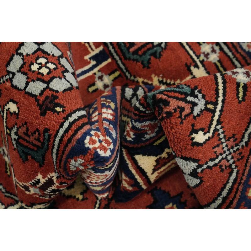 Hand Knotted Oriental 100% Wool Carpet Traditional Medallion Oranges & Rust Heriz (serapi) Area Rug - 9' 10'' X 7' 11''