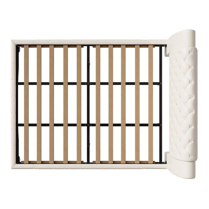 Christopher Knight Home - Modern Upholstered Platform Bed with Wood & Metal Frame - with 44.5" Tall Button-Tufted Headboard