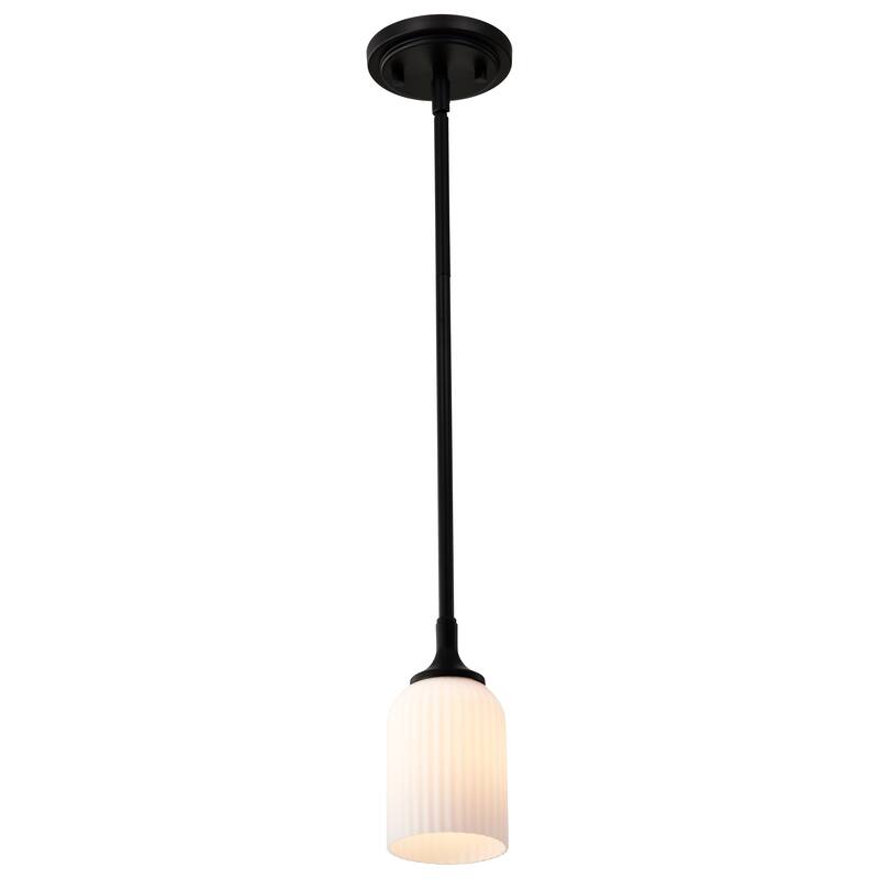 Solara Mini Pendant Matte Black Finish Frosted Ribbed Glass - Matte Black