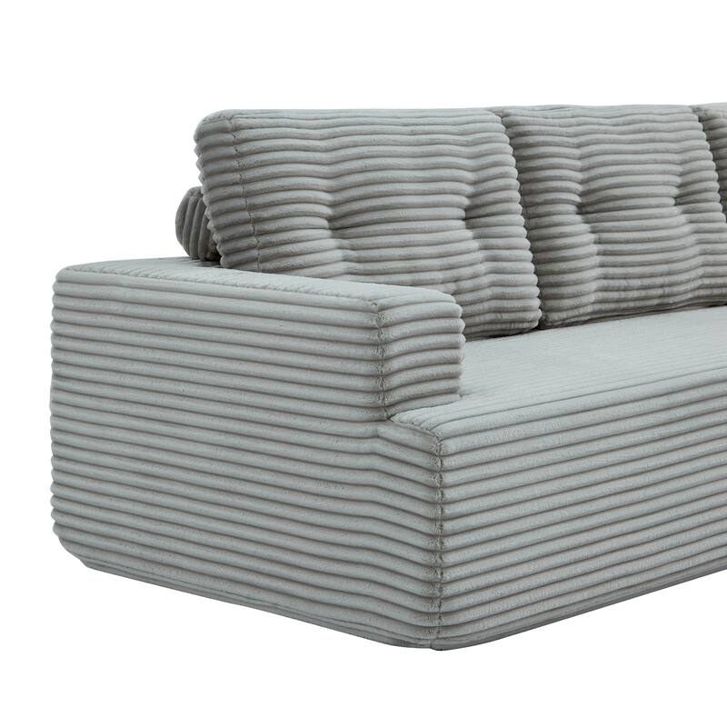 Corduroy Chaise Sectional Sofa Convertible Modular Sleeper Couch
