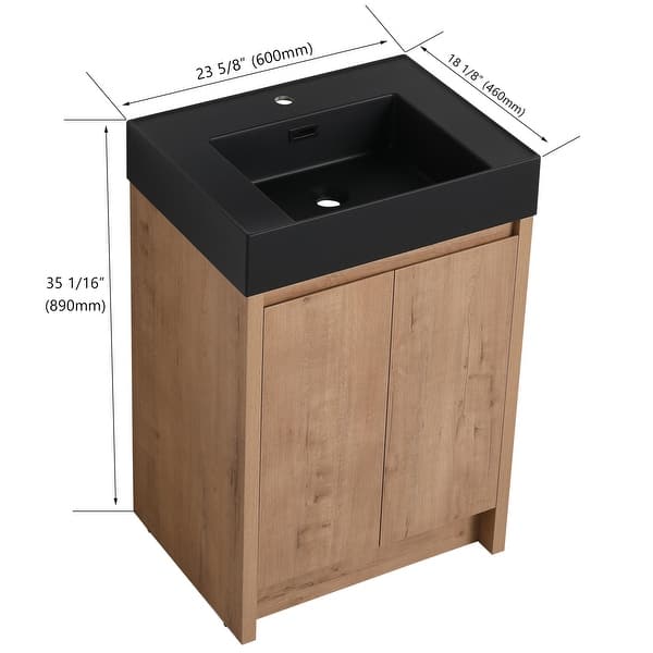 dimension image slide 0 of 8, ARTCHIRLY 24/30 Inch Bathroom Vanity with Sink, Freestanding Bathroom Vanity with Soft Close Door and Adjustable Shelf