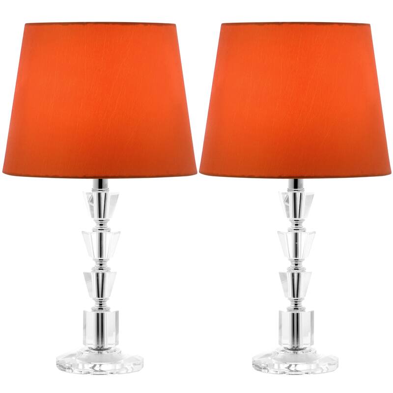 SAFAVIEH Lighting Lia 16-inch Grey Shade Tiered Crystal Orb Table Lamp (Set of 2) - 9"x9"x16" - 9Wx9Dx16H