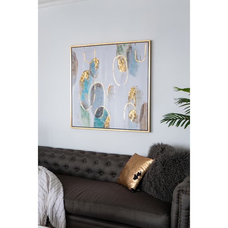 39.5" x 39.5" Modern Oil Painting, Square Framed Wall Art for Living Room Dining Room Office
