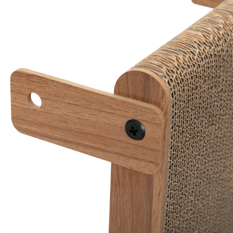 Indoor Cat Scratching Board for Small to Large Cat, Corrugated Board-Covered Cat Scratcher - Brown