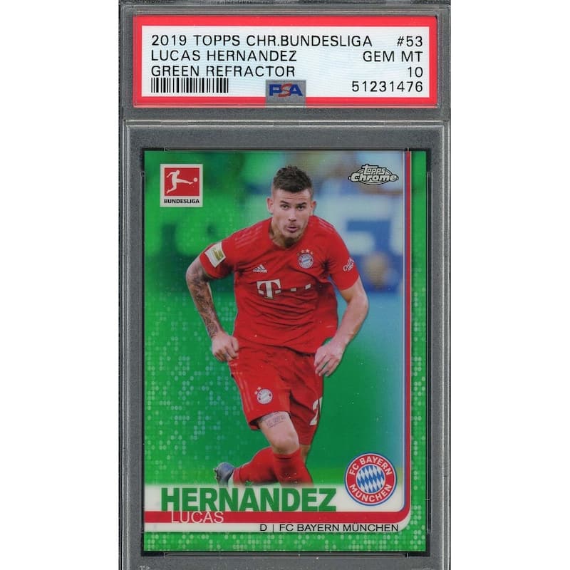 Lucas Hernandez 2019 Topps Chrome Bundesliga Green Refractor Card PSA 10 /99 - 8'6" x 11'6"