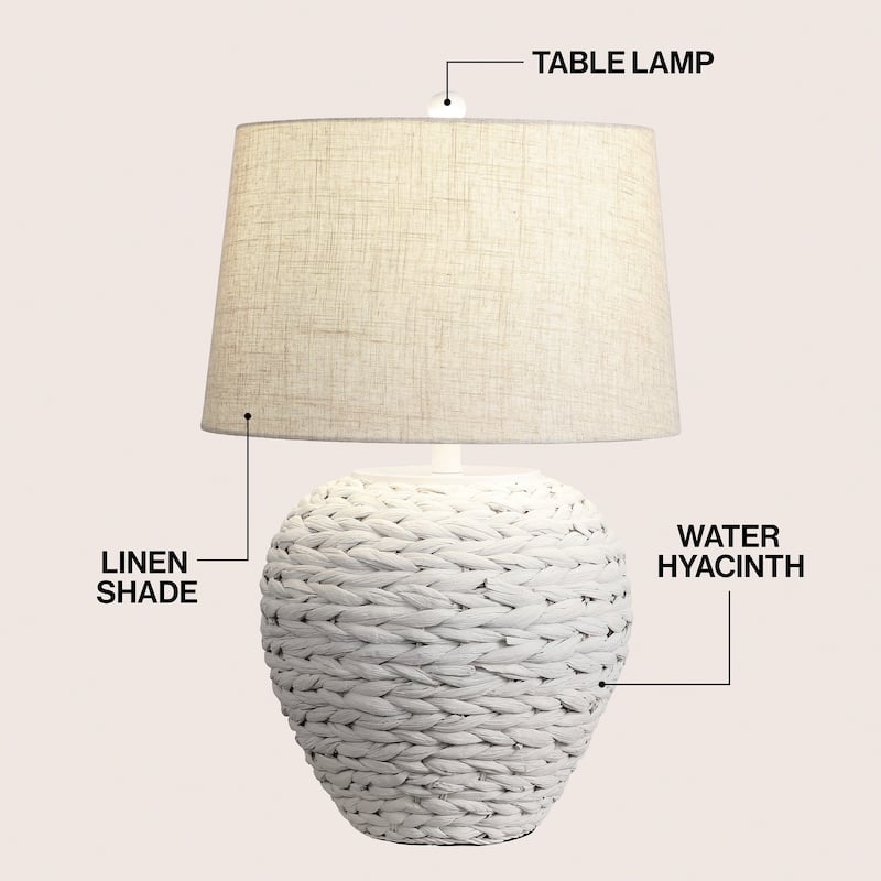 Elicia 24.5" Banana Leaf Basket LED Table Lamp, by JONATHAN Y