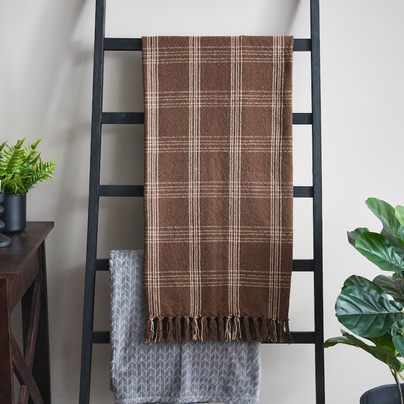 Recycled Cotton Blend Throw Blanket with Fringe