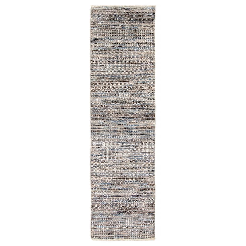 ECARPETGALLERY Hand-knotted Silk Shadow Multi Color Silk, Wool Rug - 2' 6" x 9' 11" - Multi Color - 2' 6" x 9' 11" - Runner