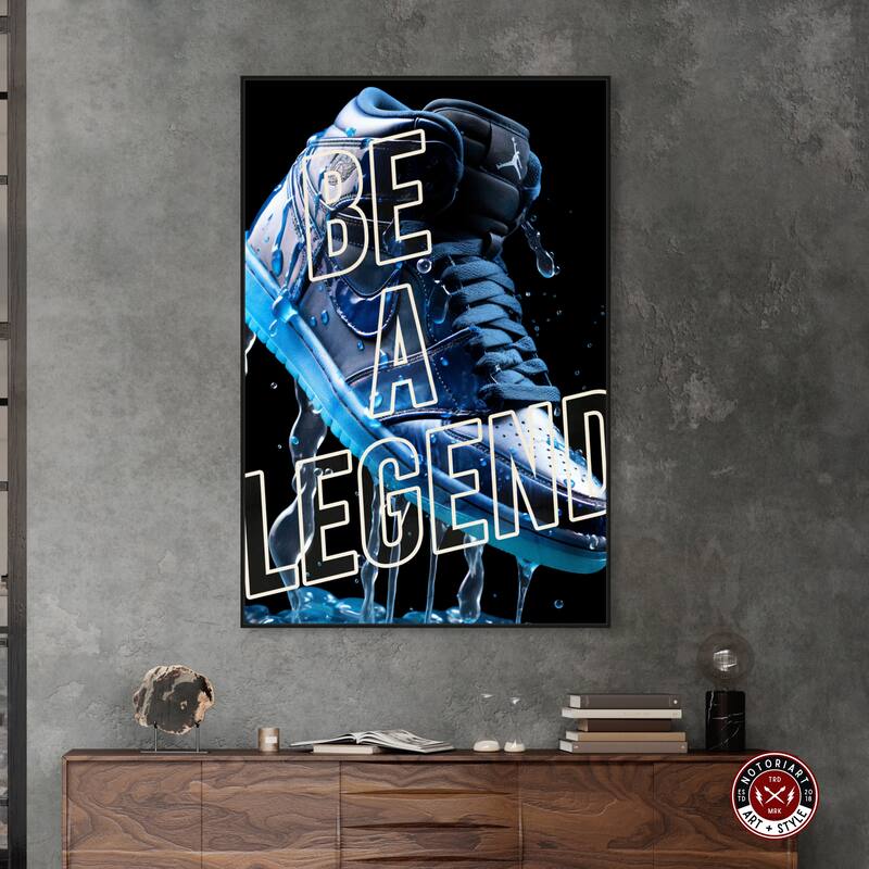 Notoriart Be A Legend Sneaker Drip Framed Sneaker 1 Piece Canvas Wall Art
