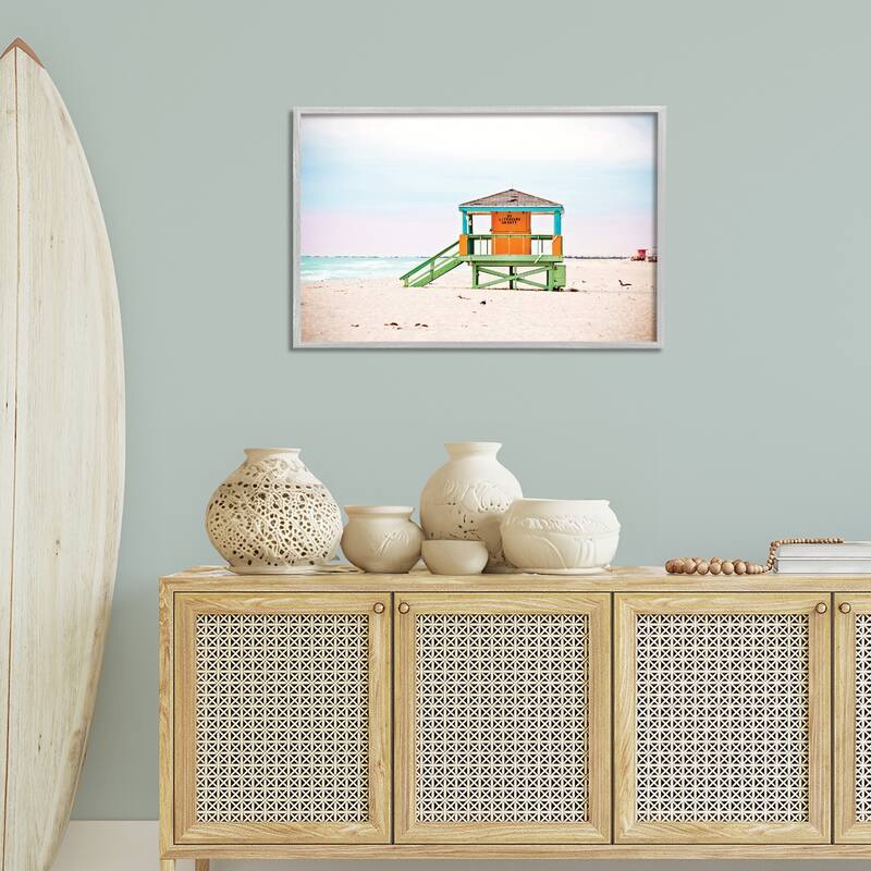 Stupell No Lifeguard On Duty Framed Giclee Art Design By Seven Trees Design