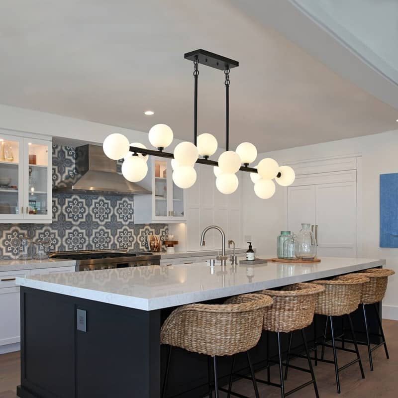 Bubble Sputnik Chandelier Modern Linear Chandelier with Globe Glass Shades