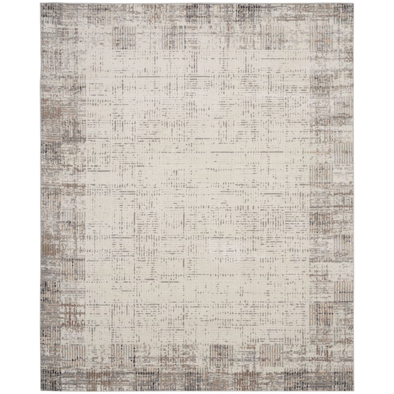 Nourison Elation Abstract Modern Ivory Grey Area Rug - 8' x 11' - Ivory/Grey - Rectangle