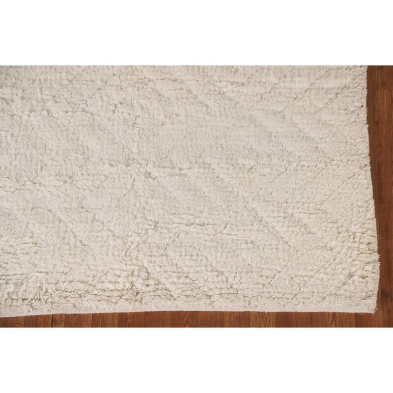 Earth Tone / Beige Moroccan Style Area Rug Hand-Knotted Wool Carpet - 5'3"x 7'6"