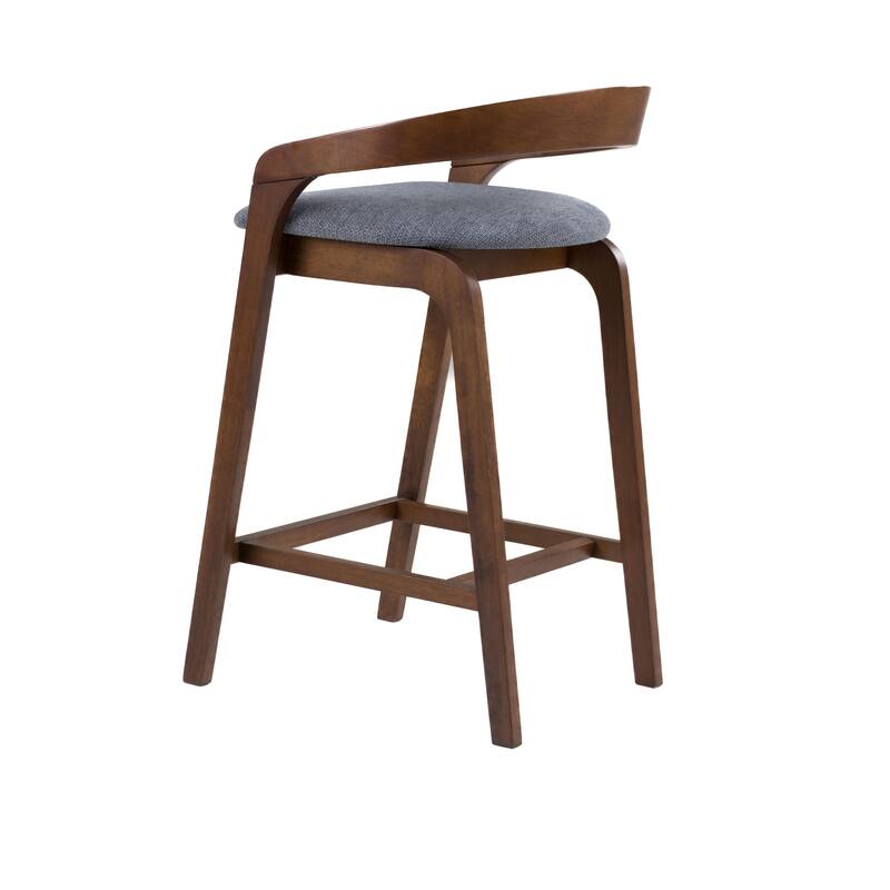 Modrest Vougler Modern Grey Fabric & Walnut Counter Chair (Set of 2)