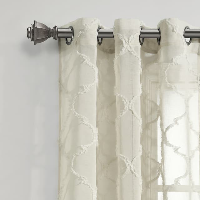 Lush Decor Avon Trellis Grommet Sheer Window Curtain Panel Pair