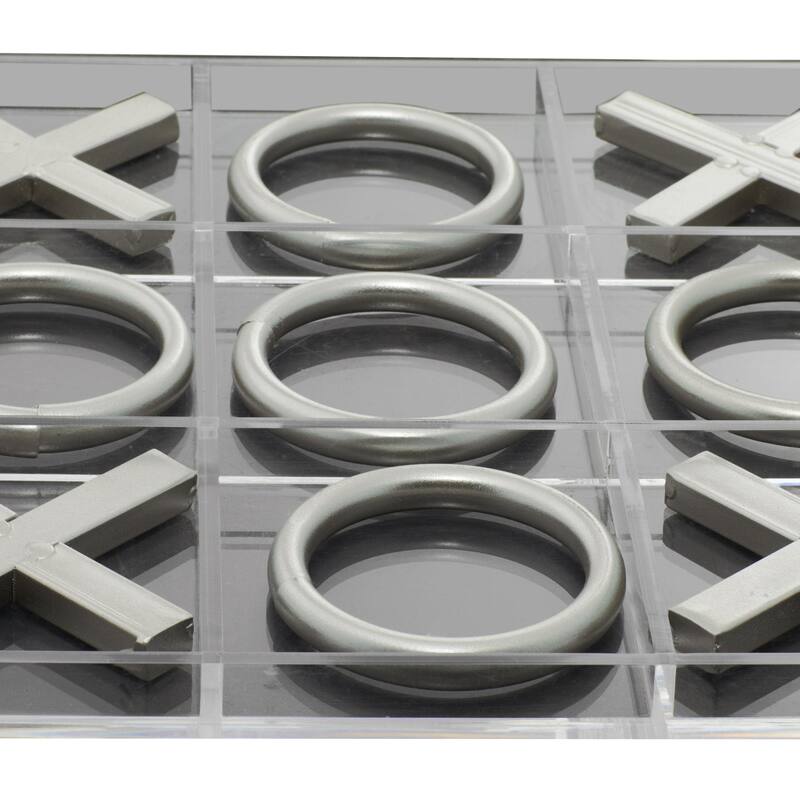 Acrylic Plastic Tic Tac Toe Home Decor Game Set with Gold or Silver Pieces - Clear - Roche River Decor
