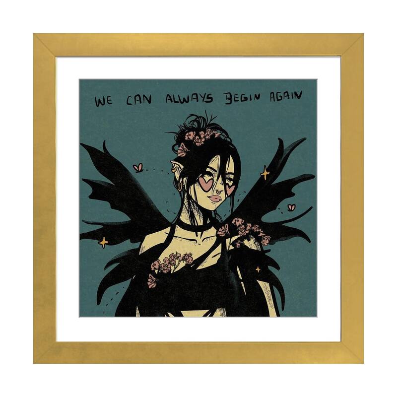 iCanvas "We Can Always Begin Again" by Illunatica - Gold - 16x16x1
